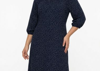 Φόρεμα πουα σε μπλε σκούρο χρώμα plus size -  - 