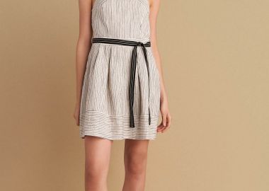 Φόρεμα ριγέ με ζώνη - 5206634980236 -  - 