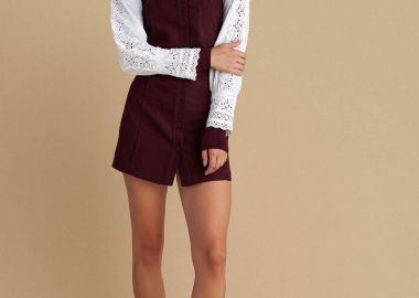 Φόρεμα-σαλοπέτα μίνι με κουμπιά - 5206179036788 -  - 