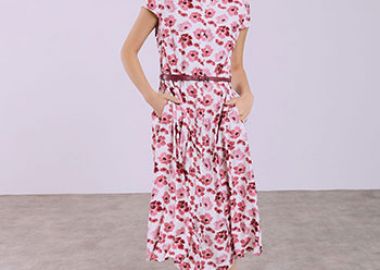 Φόρεμα σεμιζιέ φλοράλ με πιέτες SQ7999.8698+2 - Celestino - 