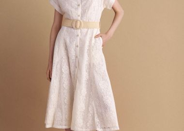 Φόρεμα σεμιζιέ με δαντέλα - 5206634915719 -  - 