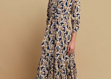 Φόρεμα σεμιζιέ με μοτίβο φύλλα - 5206634907530 -  - 