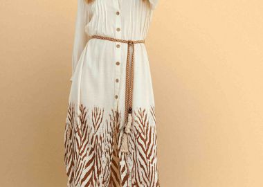 Φόρεμα σεμιζιέ μίντι με ζώνη - 5206634947802 -  - 