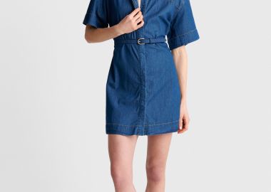 Φόρεμα τζιν κοντό με ζώνη - 5206179087575 -  - 