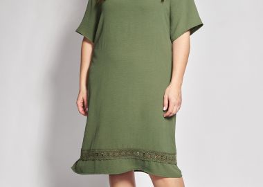 Φόρεμα washed με κέντημα και βολάν -  - 