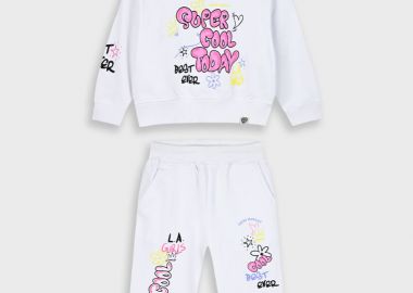 Φόρμα με τύπωμα για κορίτσι - Λευκό 15-225361-0 - energiers - 