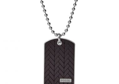 Fossil Mens Dress Κολιέ από ανοξείδωτο ατσάλι Silver & Black JF03395040 - Fossil Jewellery - 
