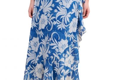Φούστα Attrattivo Μάξι Φλοράλ Lurex Με Βολάν 9923168-BLUE Γυναικείο - Attrattivo - 