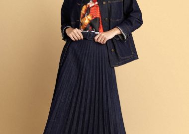 Φούστα denim πλισέ με ζώνη - 5206179074803 -  - 
