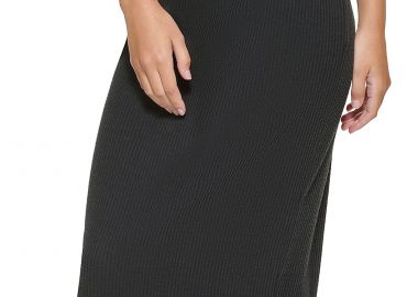 Φούστα DKNY Midi Με Ανάγλυφες Ρίγες E2ANEHMB-BLK Γυναικείο - DKNY - 