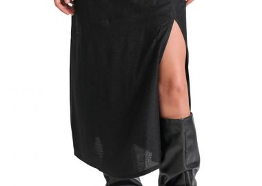 Φούστα Funky Buddha Μίντι Ζακάρ 'Υφανση FBL010-126-14-BLACK Γυναικείο - Funky Buddha - 