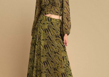 Φούστα μάξι εμπριμέ με ζώνη - 5206179051767 -  - 