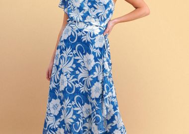 Φούστα μάξι φλοράλ lurex με βολάν - 5206179123587 -  - 