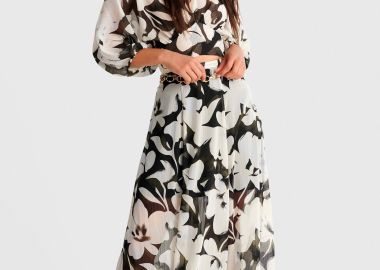 Φούστα μάξι φλοράλ με διαφάνεια - 5206179082426 -  - 