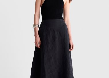 Φούστα μάξι ριγέ ασύμμετρη - 5206179127639 -  - 