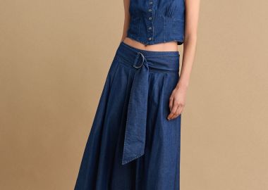 Φούστα με πιέτες denim όψη - 5206634952394 -  - 