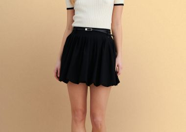 Φούστα μίνι balloon με ζώνη - 5206179126236 -  - 