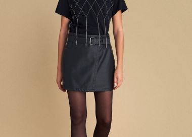 Φούστα μίνι δερματίνη με ζώνη - 5206634975119 -  - 