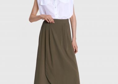 Φούστα μίντι κρουαζέ με πιέτες - 5206634947246 -  - 