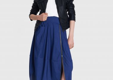 Φούστα μίντι με φερμουάρ denim όψη - 5206634977663 -  - 