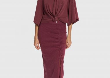 Φούστα μίντι με σούρα - 5206179037235 -  - 