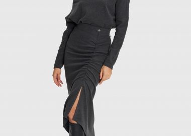 Φούστα μίντι με σούρα - 5206634980557 -  - 