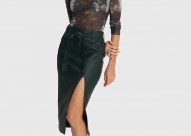 Φούστα μίντι με ζώνη - 5206634988409 -  - 