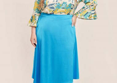 Φούστα σατέν με ασύμμετρο τελείωμα -  - 