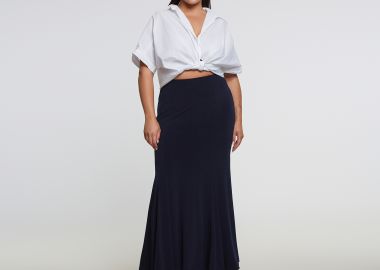 Φούστα super-jersey με πτυχώσεις στο τελείωμα - MAT FASHION - 