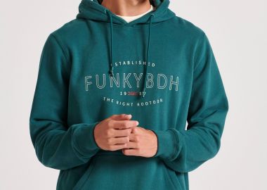 Φούτερ με κουκούλα και τύπωμα στο στήθος - FUNKY BUDDHA - 