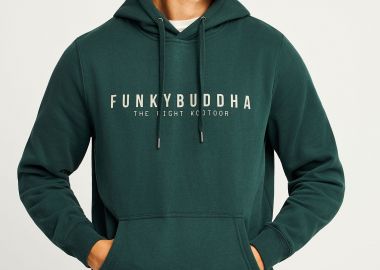 Φούτερ με κουκούλα και τύπωμα στο στήθος - FUNKY BUDDHA - 