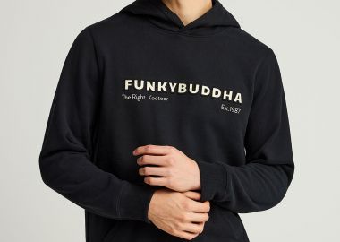 Φούτερ με κουκούλα και τύπωμα στο στήθος - FUNKY BUDDHA - 