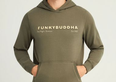 Φούτερ με κουκούλα και τύπωμα στο στήθος - FUNKY BUDDHA - 