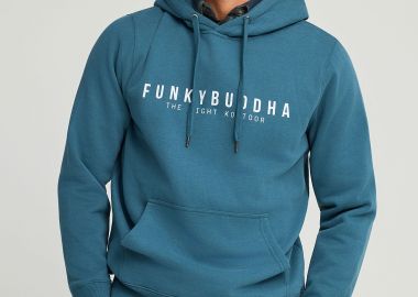 Φούτερ με κουκούλα και τύπωμα στο στήθος - FUNKY BUDDHA - 