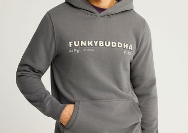 Φούτερ με κουκούλα και τύπωμα στο στήθος - FUNKY BUDDHA - 