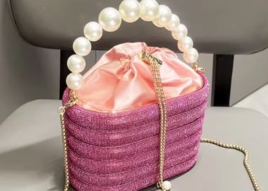 ΦΟΥΞΙΑ ΤΣΑΝΤΑΚΙ ΜΕ ΣΤΡΑΣ ΚΑΙ ΠΕΡΛΕΣ - BARTOLINA - sense-shop - 