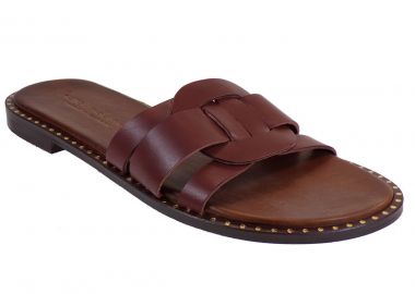 Fratelli Robinson Γυναικεία Παντόφλες 6231 Καφέ Δέρμα - Fratelli Robinson - 