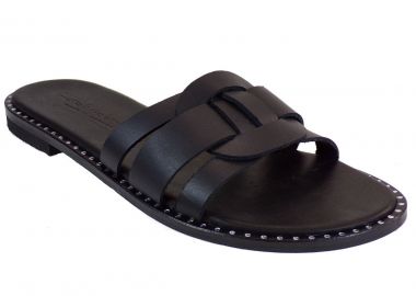 Fratelli Robinson Γυναικεία Παντόφλες 6231 Μαύρο Δέρμα - Fratelli Robinson - 