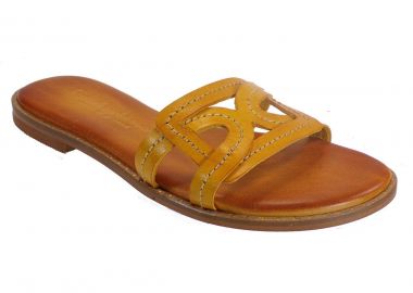 Fratelli Robinson Γυναικεία Παντόφλες 6242 Κίτρινο Δέρμα - Fratelli Robinson - 
