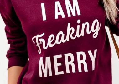 FREAKING MERRY WINE SWEATSHIRT - fashionroom - 