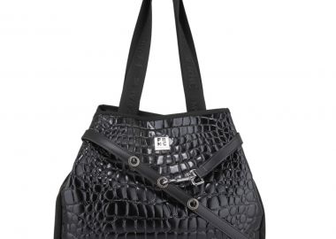 FRNC FRANCESCO Τσάντα Γυναικεία Ώμου 5925 BLK Μαύρο Κροκό - FRNC - 