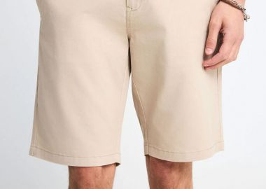 Funky Buddha Ανδρική βερμούδα chino - The essentials FBM013-001-03 Γκρι Μπεζ - Funky Buddha - 