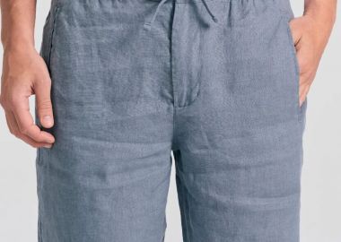 Funky Buddha Ανδρική Comfort fit garment dyed λινή βερμούδα FBM011-009-03 Σκούρο Γκρί - Funky Buddha - 