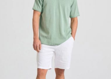 Funky Buddha Ανδρική comfort fit λινή βερμούδα FBM011-005-03 Λευκό - Funky Buddha - 