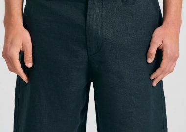 Funky Buddha Ανδρική comfort fit λινή βερμούδα FBM011-005-03 Μαύρο - Funky Buddha - 