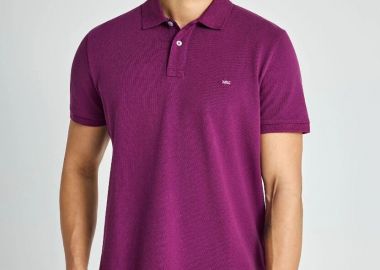 Funky Buddha Ανδρική Essential μπλούζα πόλο από βαμβάκι FBM013-001-11 Μώβ - Funky Buddha - 