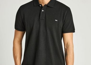 Funky Buddha Ανδρική Essential μπλούζα πόλο από βαμβάκι FBM013-001-113 Μαύρο - Funky Buddha - 