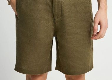 Funky Buddha Ανδρική λινή chino βερμούδα FBM013-009-03 Χακί - Funky Buddha - 