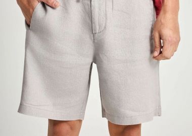 Funky Buddha Ανδρική λινή chino βερμούδα FBM013-009-03 Σκούρο Γκρί - Funky Buddha - 