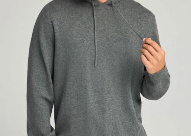 Funky Buddha Ανδρική πλεκτή μπλούζα με κουκούλα FBM012-050-09 Σκούρο Γκρί - Funky Buddha - 